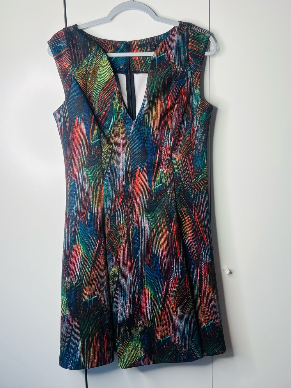 Guess Multicolor V-Neck Sleeveless Midi Dress